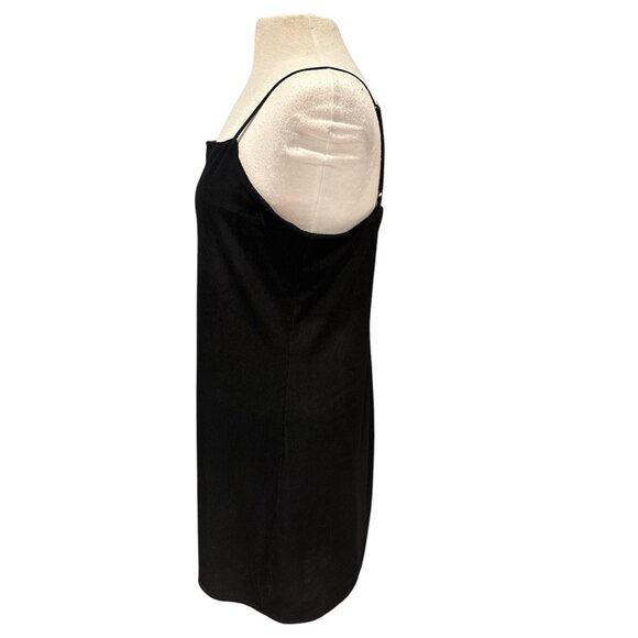 Black Spaghetti Strap Mini Dress By Express Adjustable Straps Ribbed Texture Wom - Picture 2 of 7